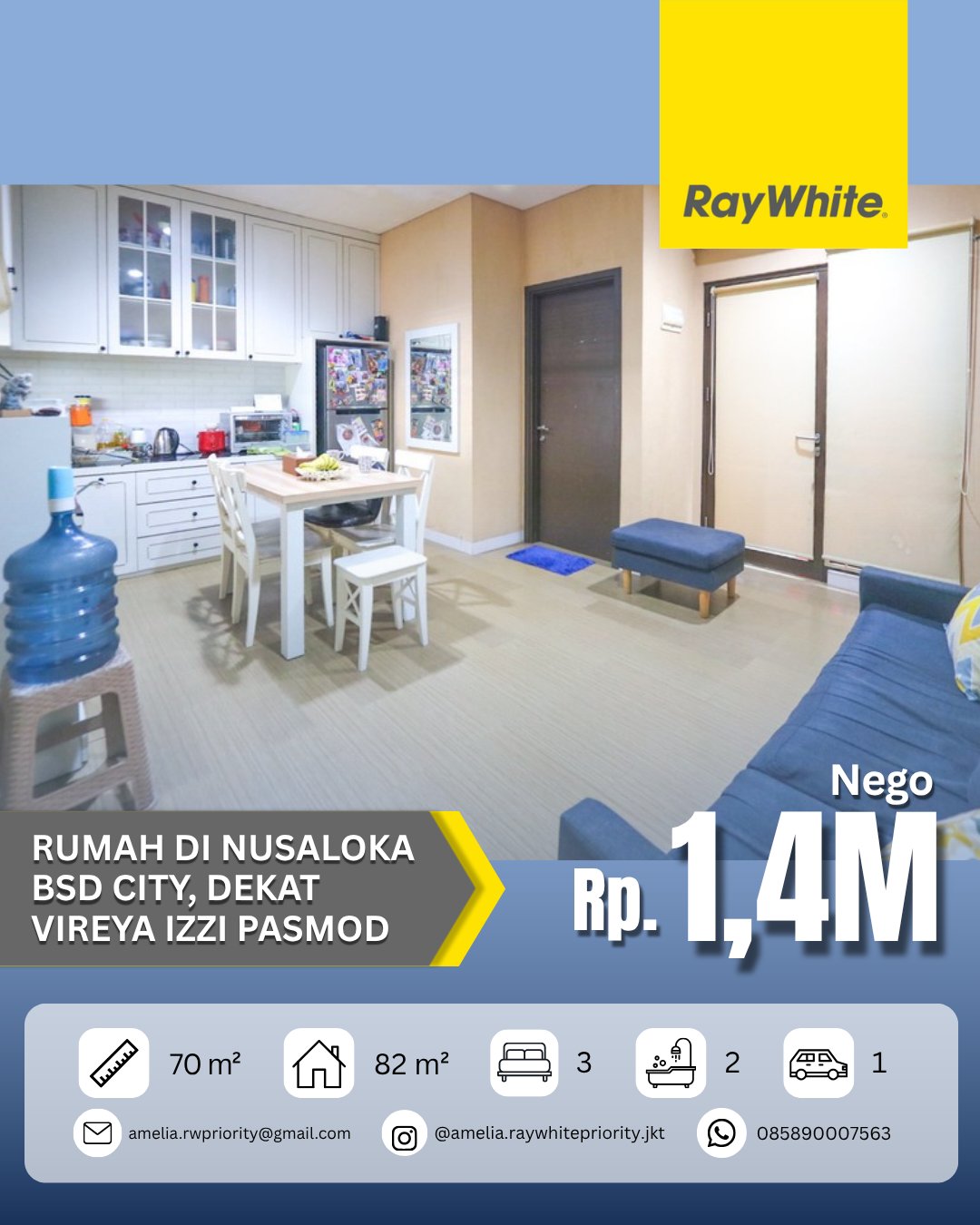 Rumah di Nusaloka BSD City, dekat Vireya, IZZI, Pasar Modern BSD